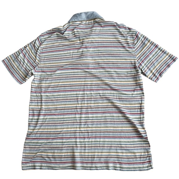 ROBERT TALBOTT Men's Polo Shirt Multi Color Stripes Cotton/Linen Lightweight XL - Picture 4 of 9